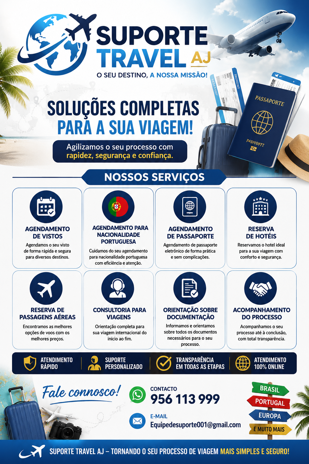 Suporte Travel AJ – Agendamentos de Vistos e Nacionalidade